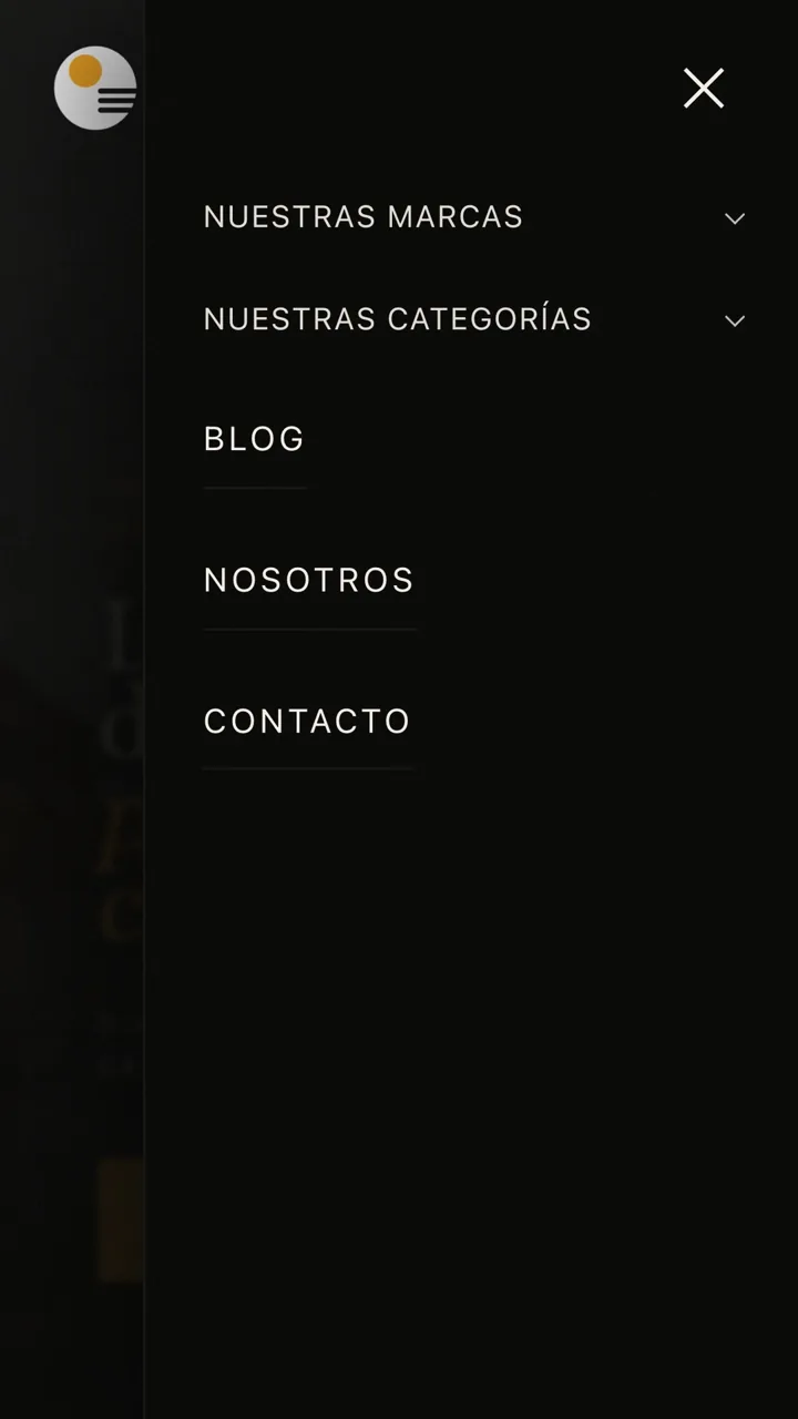 Menú de la web en el móvil